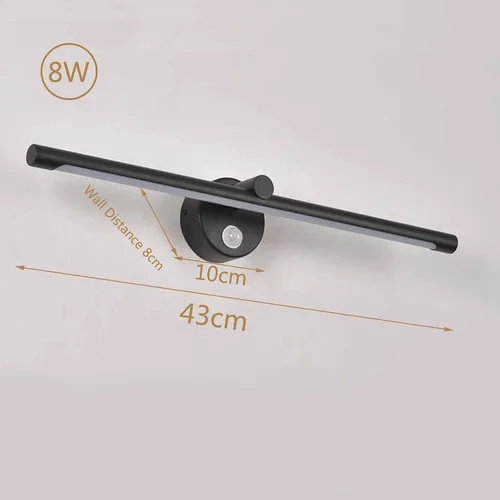 Miniatura 6 de Apliques de luz de pared, luz frontal de espejo negro con interruptor, luz de espejo de baño IP44 con detector de movimiento, luz LED para gabinete