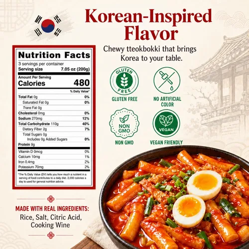 Miniatura 2 de Unha's Asian Snack Box - Pastel de arroz coreano - 1 paquete (3 paquetes individuales) vegano sin OMG sin gluten Tteok Pasta21.16 oz