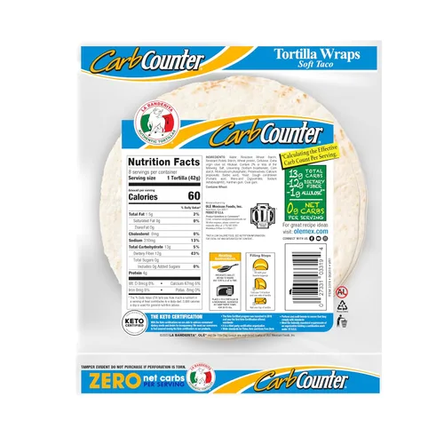 Miniatura 2 de La Banderita Carb Counter CERO carbohidratos netos Tortillas de flores de 8 pulgadas Certificado Keto 11.8 onzas 8 unidades (paquete de 4)