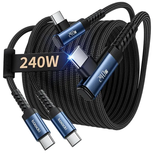 Miniatura 19 de Cable USB C [Paquete de 2, 1 mt] Carga rápida de 240 W tipo C, cable USB 2.0 trenzado de nylon para iPhone 17 16 15 Pro Plus Pro Max Air, iPad Pro