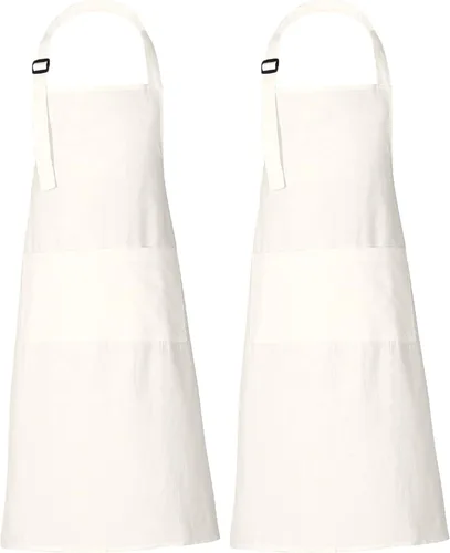 RAJRANG Delantales 100% algodón sólido con 3 bolsillos unisex a granel delantal para cocina, restaurante, barbacoa, pintura y manualidades