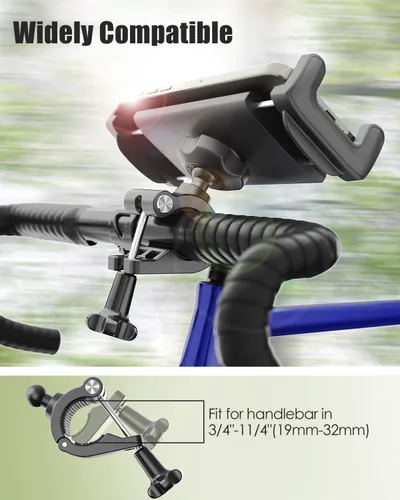 Miniatura 3 de Soporte para tableta de teléfono de motocicleta para manillar de 3/4"-11/4", soporte de tableta de bicicleta de doble protección para dispositivos