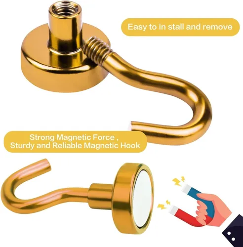 Miniatura 3 de E BAVITE Ganchos magnéticos fuertes resistentes, imanes de tierras raras de 22 libras para refrigerador, hogar, cocina, oficina, crucero, paquete