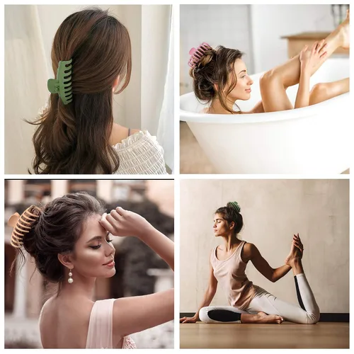 Miniatura 5 de OWIIZI Pinza para el cabello, 4.3 pulgadas, mate, grande, antideslizante, para cola de caballo, pinza de sujeción fuerte, pinzas de plátano