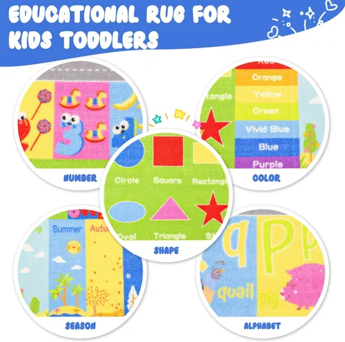 Miniatura 6 de Alfombra para Niños para Sala de Juegos, Aula, Alfombras de Juego del Alfabeto ABC y Números para Niños Pequeños, Tapete de Piso Educativo de 4x6