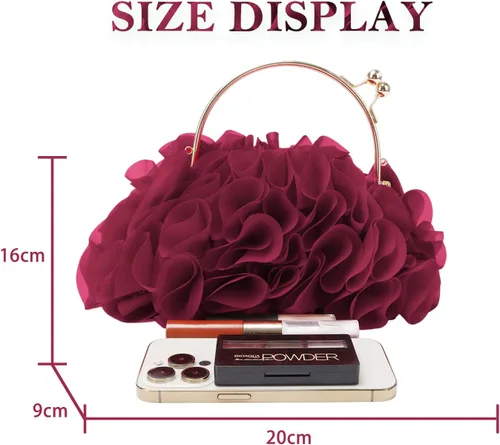 Miniatura 3 de Lanpet Bolsos de mano florales para mujer, bolso de noche de flores de satén, bolsos de fiesta de graduación