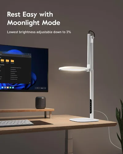 Miniatura 9 de Lámparas LED de escritorio para oficina en casa con base, lámpara de escritorio alta con 50 modos de luz y memoria y temporizador, luz