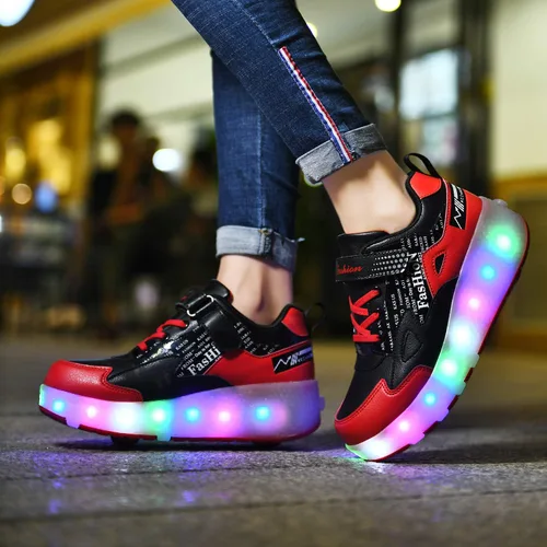 Miniatura 5 de HHSTS Zapatos para niños – Nuevos mejorados con ruedas zapatos de luz LED de colores patines rodantes brillantes zapatos de patinar regalos simples
