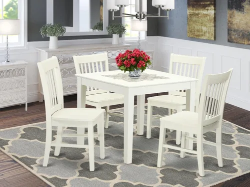 Miniatura 6 de East West Furniture OXNO5-LWH-W - Juego de comedor de 5 piezas, incluye una mesa cuadrada y 4 sillas de comedor de cocina, 36 x 36 pulgadas