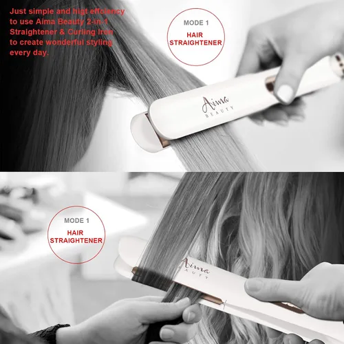 Miniatura 2 de Aima Beauty - Plancha plana de titanio de 1¼ pulgadas, alisadora de cabello 2 en 1 con placas de revestimiento de cerámica flotante 3D para un