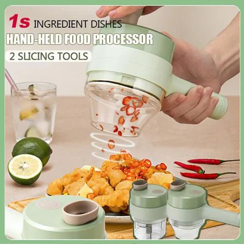 Miniatura 2 de Picador eléctrico 5 en 1, electrodomésticos de cocina inteligentes, mini juego de picador de verduras de mano, cortador eléctrico de verduras