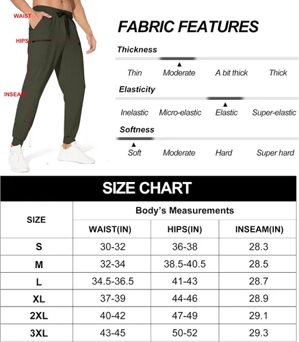 Miniatura 6 de M MAROAUT Pantalones deportivos para hombre, pantalones deportivos ligeros con bolsillos con cremallera, pantalones de entrenamiento para gimnasio