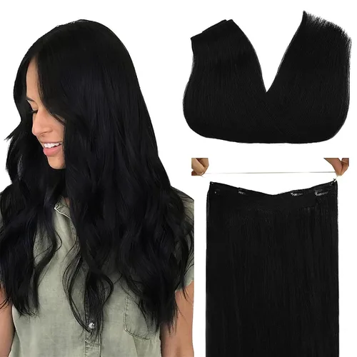 Miniatura 32 de GOO GOO Extensiones de Cabello Humano con Alambre, 18A/613A Rubio Oscuro mezclado con Rubio Decolorado Resaltado 18 pulgadas 95g, Extensiones