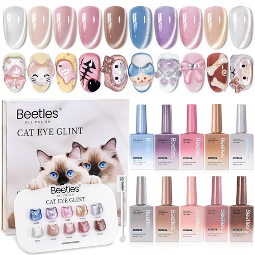 Miniatura 7 de Beetles - Juego de esmaltes de uñas de gel, 20 colores, colección Cozy Campfire Shade, juego de esmaltes de gel naranja, amarillo, verde, marrón