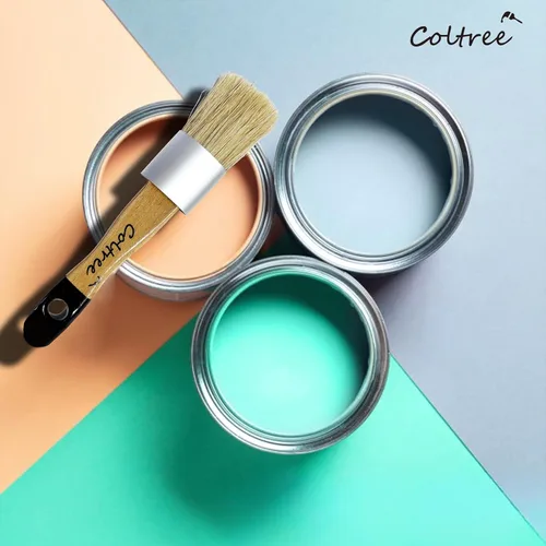 Miniatura 6 de Pinceles de pintura de tiza para muebles, 2 piezas de cerdas de pelo de jabalí redondas/planas para pintura de cera, adecuados para pintura de tiza