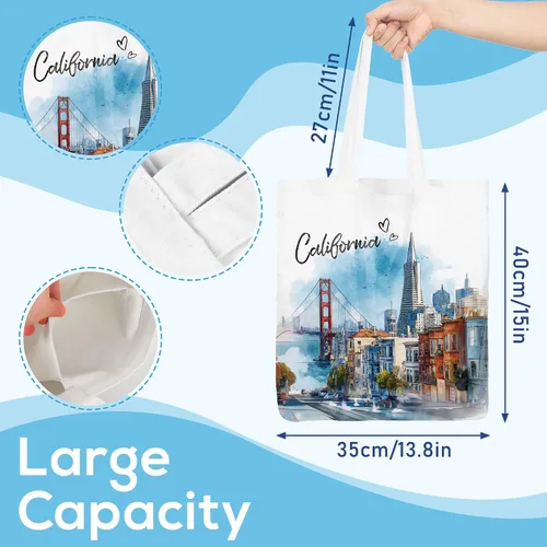 Miniatura 5 de Bolsa de algodón para mujer, regalos de recuerdos, bolsas de tela reutilizables, regalos de diseño artístico de acuarela