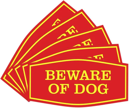 Miniatura 25 de All Quality Fancy Beware of Dog Letrero Material duradero Señales de seguridad para el hogar Fácil de instalar (negro/oro), mediano, 1 paquete