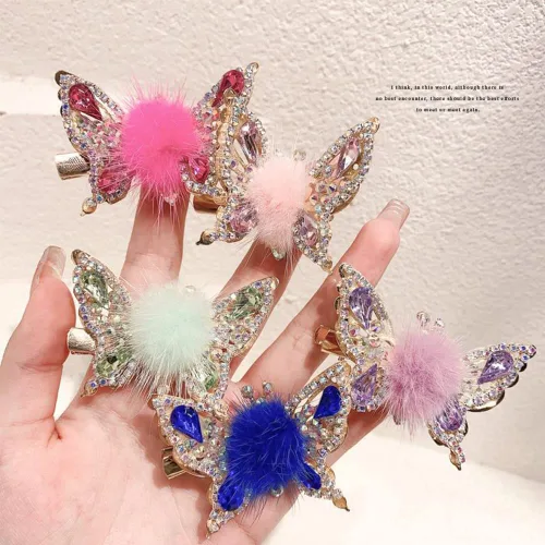 Miniatura 5 de Horquilla de mariposa voladora, pinzas para el cabello con diamantes de imitación de mariposa, elegante clip lateral de metal, pinzas de mariposa