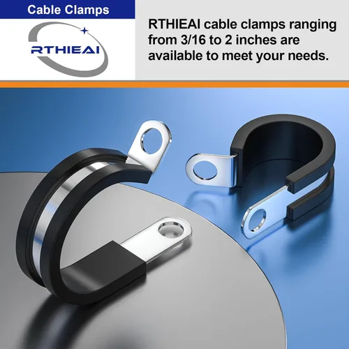 Miniatura 2 de Abrazaderas de cable de 5/8 pulgadas con pernos y tuercas M6 x 0.787 in, abrazaderas de cable de acero inoxidable 304, abrazadera aislada