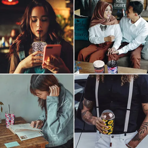 Miniatura 7 de Boao 12 Piezas Fundas Reutilizables para Vasos Helados Aislante de Neopreno Portavasos para Bebidas para Vaso Térmico Bebidas Frías y Calientes