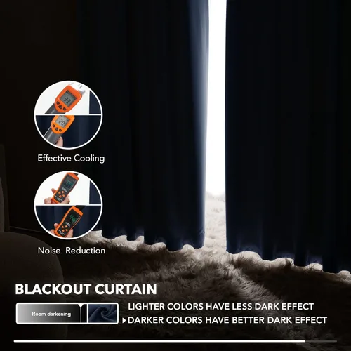 Miniatura 5 de Deconovo Cortinas opacas con pestaña trasera, cortinas opacas con aislamiento térmico, cortinas de oscurecimiento de habitación para dormitorio, 52