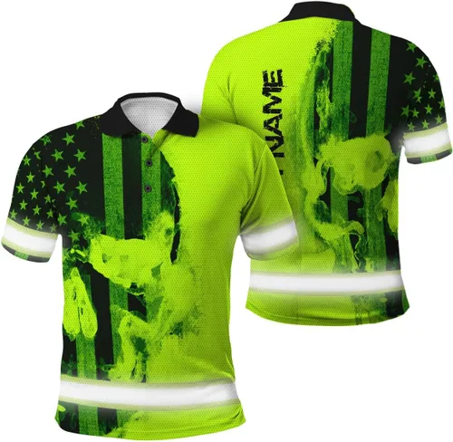 Miniatura 21 de Polo reflectante con bandera de camuflaje de alta visibilidad para hombres y mujeres, polo de seguridad para trabajo, patriótico Polo 03