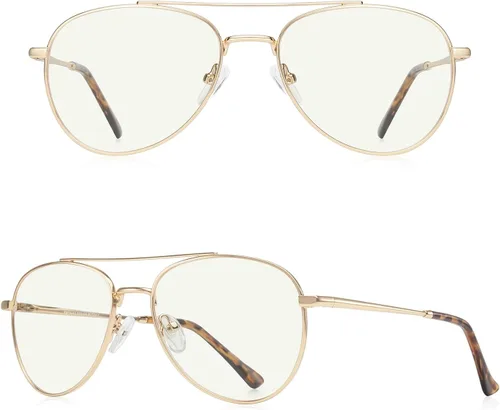 Miniatura 2 de Lentes de lectura de aviador para hombres y mujeres, lentes de bloqueo de luz azul, patillas de primavera Dorado