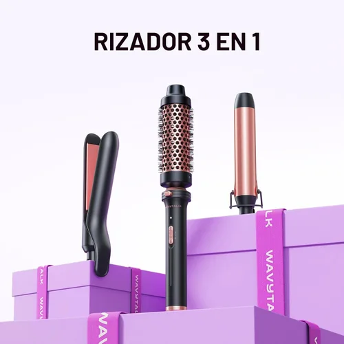 Miniatura 7 de Wavytalk Juego de rizadores 3 en 1, rizador múltiple, juego de rizador con cepillo redondo calentado, alisador de pelo de plancha plana, rizador