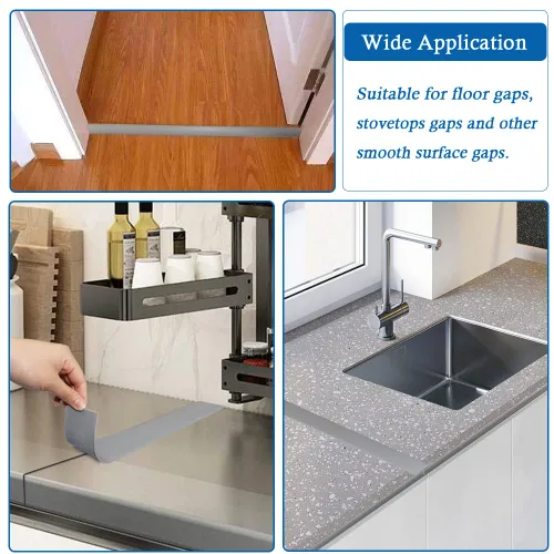 Miniatura 7 de Tira de transición de suelo autoadhesiva, tiras laminadas de vinilo de 3 pulgadas de ancho, divisores planos de transición (3.0 in, 3.3 pies, gris)