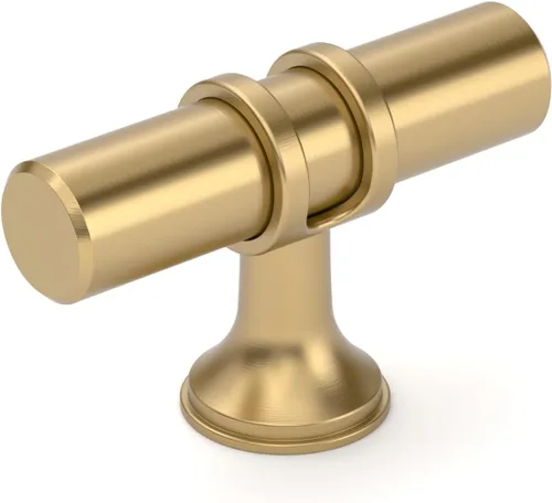 Amerdeco ZH0050 - Paquete de 10 pomos de bronce champán para gabinetes, barra en T de 2 pulgadas, manijas de gabinete de cocina, manijas de