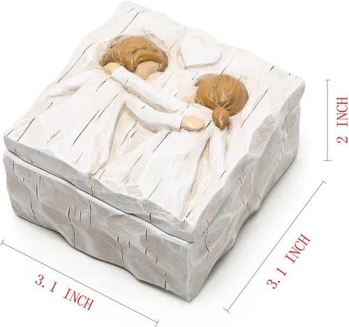Miniatura 8 de Hodao Caja de recuerdo de joyería de la amistad, caja de recuerdo esculpida pintada a mano, cajas de recuerdos de aniversario, cajas decorativas