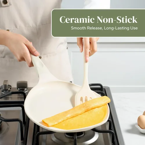 Miniatura 2 de Redchef Sartén antiadherente para crepas, sartén plana de cerámica de 10 pulgadas para Roti Dosa Tawa Comal para tortillas, sartén para panqueques
