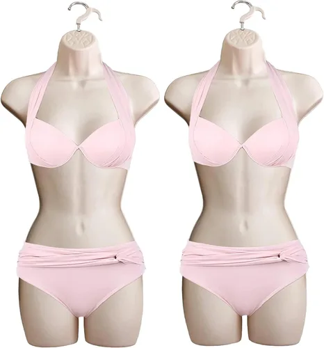Miniatura 7 de Maniquí Femenino de Cadera de Torso Largo Espalda Hueca Cuerpo Apilable Forma de Vestido con Gancho Colgante para Exhibición de Camisetas, Encimera