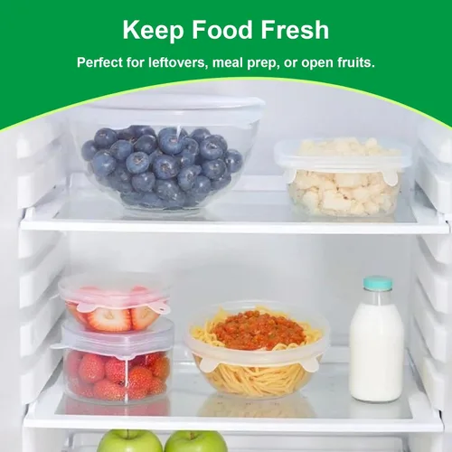 Miniatura 5 de Tapas elásticas de silicona – Paquete de 6 fundas reutilizables para alimentos, silicona flexible para cuencos, recipientes, frutas, sello hermético