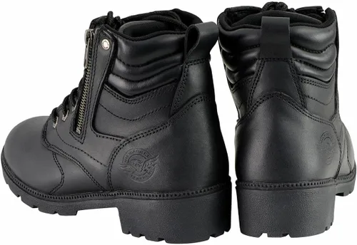 Miniatura 6 de Milwaukee Leather MBL9320W - Botas de motocicleta con cordones para mujer, de cuero negro de alta calidad, ancho amplio