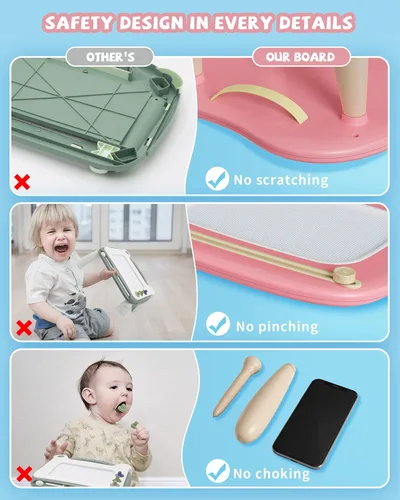 Miniatura 3 de Kikapabi Tablero de Dibujo Magnético, Tablero de Garabatos para Juguetes de Niños Pequeños de 1 a 3 Años, Juguetes Sensoriales Educativos y de Rosa