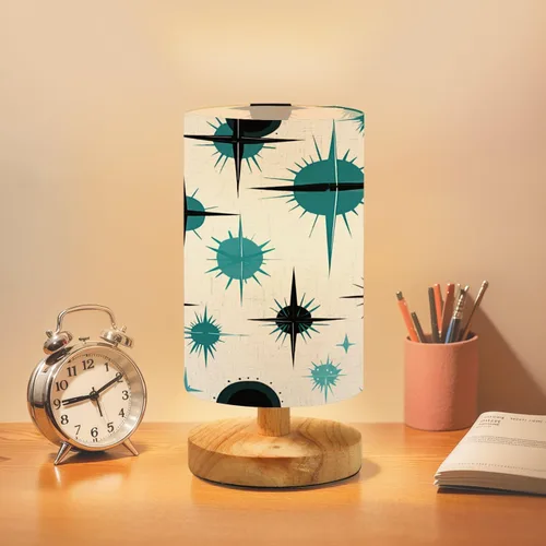 Lámpara de mesita de noche, estilo retro, abstracto, geométrico, vintage, clásico, de los años 50, 1960, lámpara de escritorio regulable con