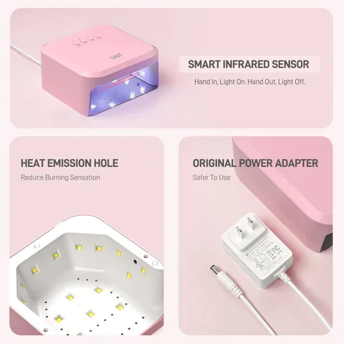 Miniatura 6 de GAOY Luz UV para uñas de gel, secador de uñas profesional con sensor infrarrojo y 3 temporizadores, lámpara de curado rápido para salón y arte