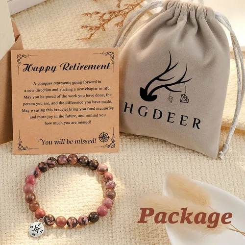 Miniatura 32 de HGDEER Pulsera de jubilación de piedra natural para mujeres/hombres 2024, regalos de despedida de despedida, regalo de San Valentín para compañeros
