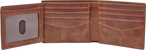 Miniatura 23 de Fossil Derrick - Cartera plegable de piel con bloqueo RFID y ventana de identificación abatible para hombre
