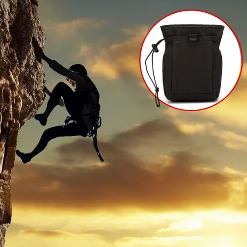 Miniatura 6 de Bolsa de tiza para escalada en roca, bolsas de tiza Bouldering con cinturón de clip rápido y 3 bolsillos, gran equipo para escalada en roca