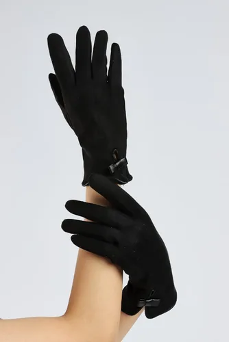 Miniatura 60 de Sahabowi Guantes de cuero para clima frío Manopla de lana cálida de invierno para mujeres