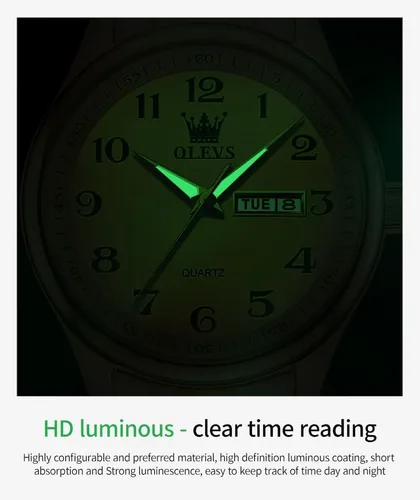 Miniatura 5 de OLEVS Reloj para hombre vestido de negocios diamante analógico cuarzo fecha lujo clásico acero inoxidable impermeable luminoso dos tonos reloj