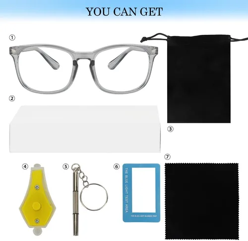 Miniatura 7 de Gafas de luz azul para mujer, lentes de bloqueo de luz azul para hombre, gafas de luz azul para niñas, juegos de computadora Gris