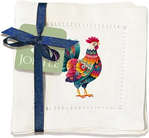 Miniatura 10 de Jolitee Servilletas decorativas de cóctel con punto vainica, 6 x 6 pulgadas, lavables, similares al lino, hechas a mano para el entretenimiento