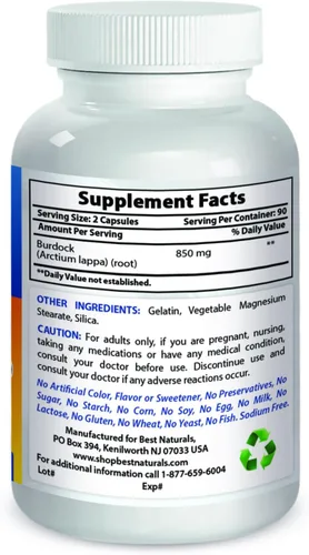 Miniatura 3 de Best Naturals Raíz de bardana 425 mg 180 Cápsulas