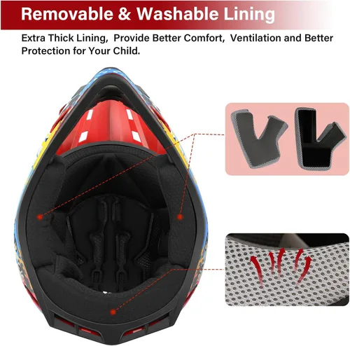 Miniatura 5 de TCMT Casco de motocross para jóvenes, certificado por DOT, casco de motocross ATV de cara completa para niños con gafas, guantes y bolsa para casco