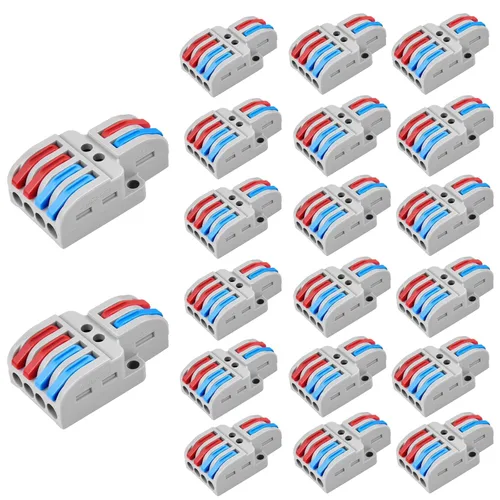Miniatura 28 de Nineleaf Conectores de cable de palanca, conectores compactos de empalme de alambre en línea, terminales eléctricos modulares reutilizables 1 en 1