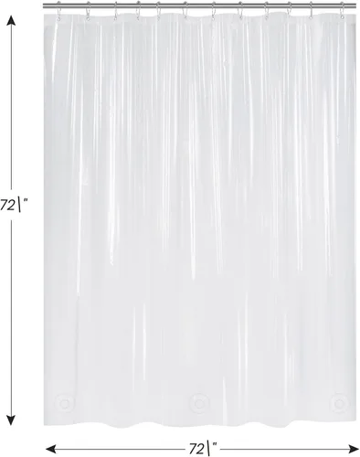Miniatura 8 de AmazerBath - Cortina de plástico transparente de acetato de vinilo polietileno (PEVA) prémium, 72x72 pulgadas, 8G, de alta resistencia, con 3
