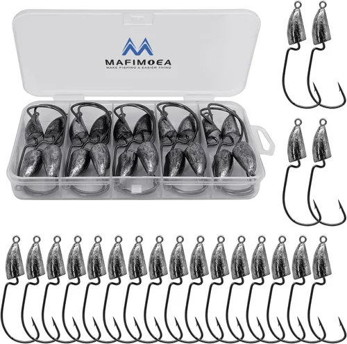Miniatura 7 de MAFIMOEA - Cabezas de plantilla de bala con peso de Texas Rig Hooks Swimbait Hooks Bass Crappie Walleye Trucha Pesca sin malas hierbas Swimbait Jig